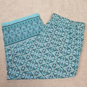 Womens Talbots Linen Nantucket Boho Blue Paisley Print Wide Leg Crop Pant Sz XLP